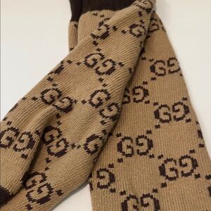 Authentic Gucci Beige and Dark Brown Unisex Socks
